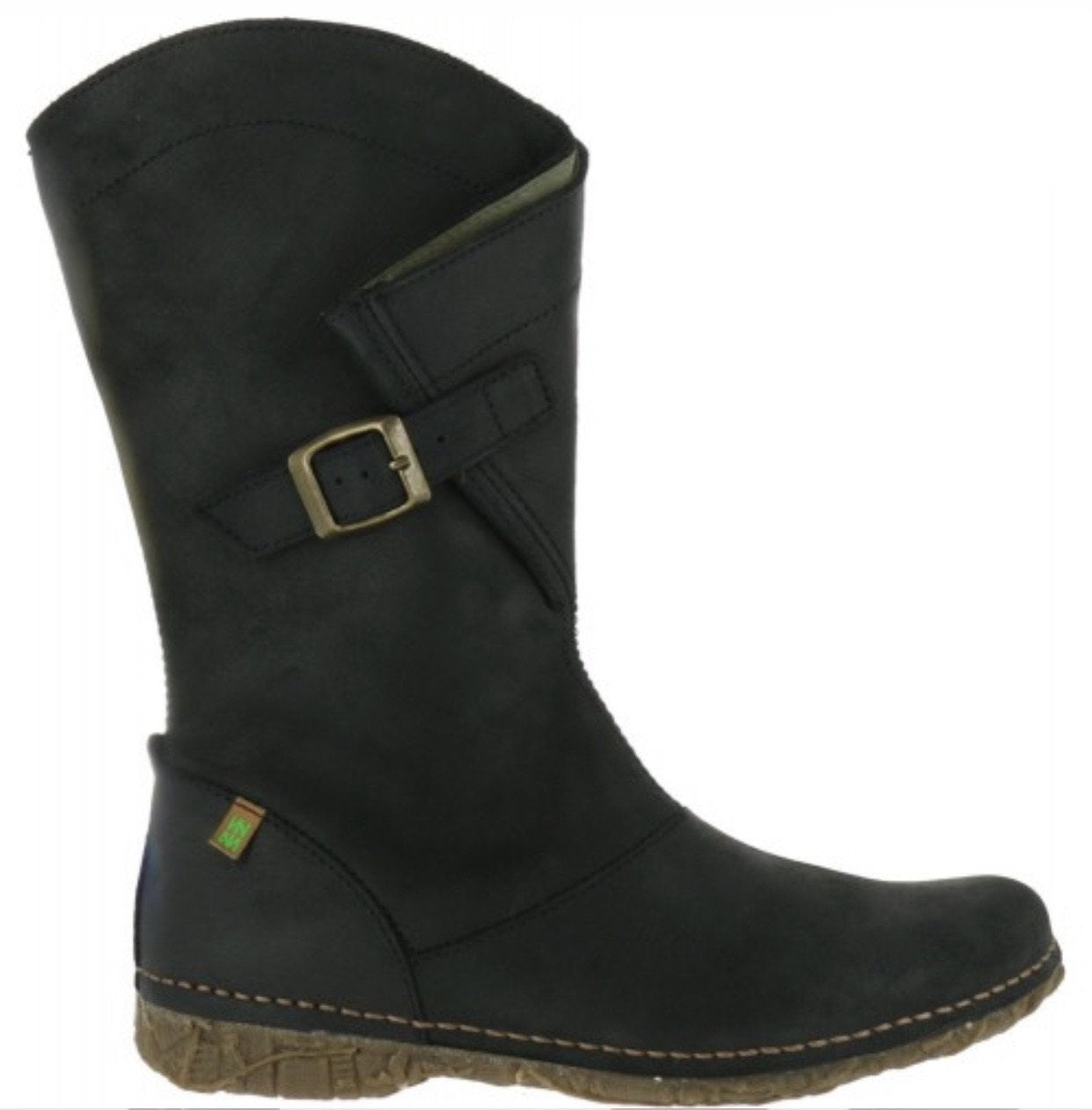 El Naturalista N916 Black Mid Calf Zip Boots Made In Spain
