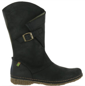 El Naturalista N916 Black Mid Calf Zip Boots Made In Spain