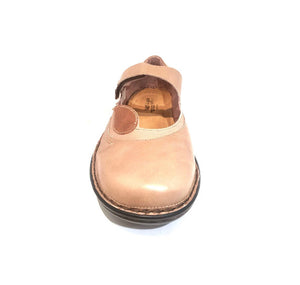 Naot Conga Tan Khaki Latte Leather Velcro Mary Janes Ladies Shoes Made In Israel