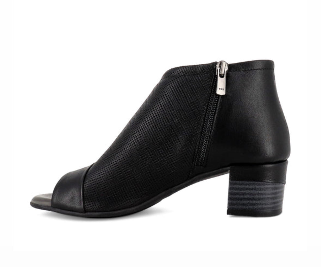 Sala Europe Norwich Black Open Toe Zip Court Shoe Made In Turkey