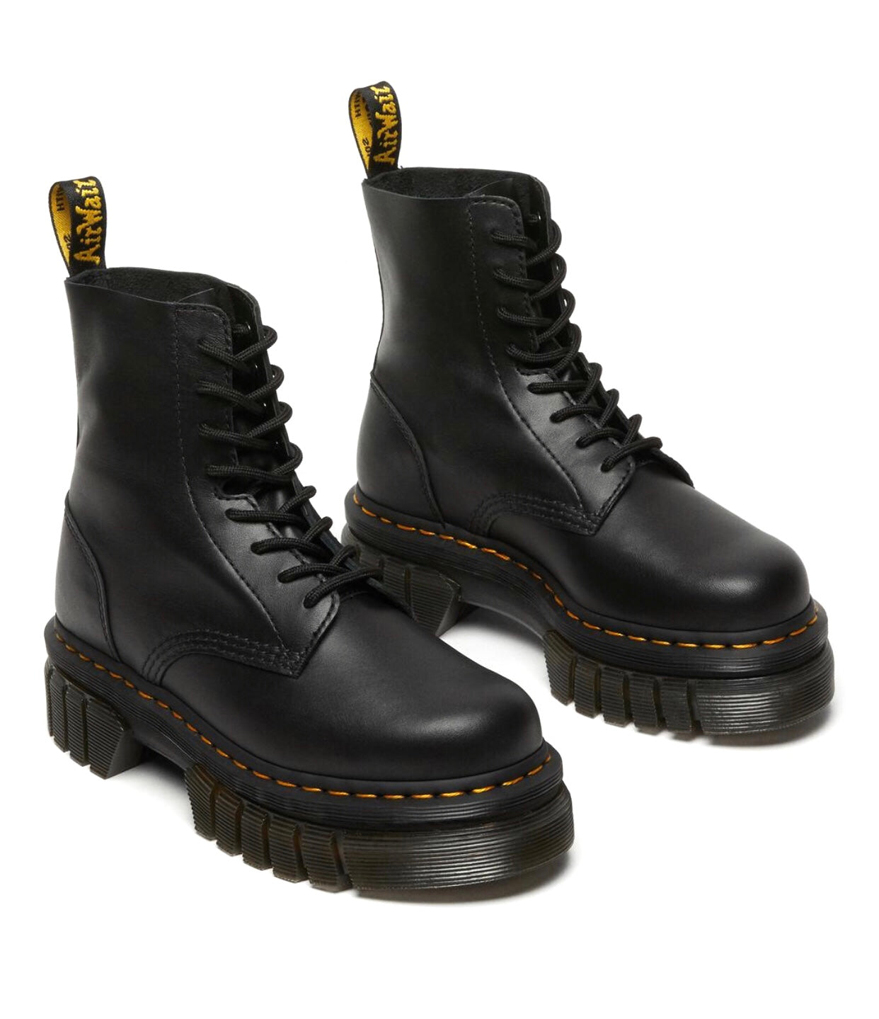 Dr. Martens Audrick Black Nappa Lux Platform Ankle 8 Eyelet Boot