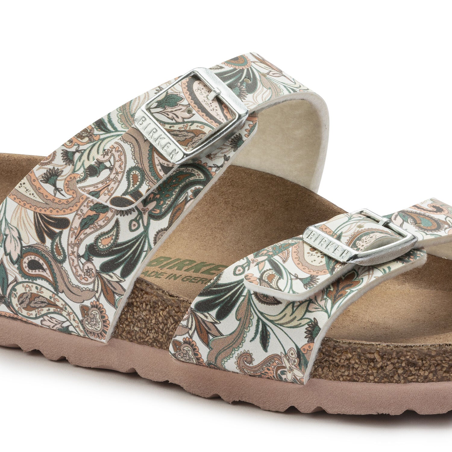 Birkenstock Sydney Paisley Light Rose Floral Birko-Flor Vegan Made In Germany