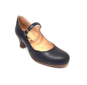 Rock n’ Dot 9397 Sharon Jeans Navy Blue Leather Court Shoe Made In Portugal