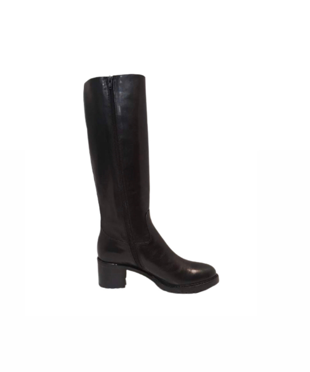 Progetto P270 Black Nero Knee High Zip Boot Made In Italy