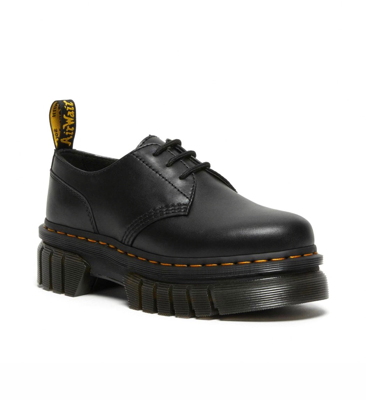 Dr. Martens Audrick Black Nappa Lux Platform 3 Eyelet Shoe