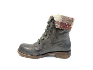 Minki Ladies Boots Cam Charcoal Grey Lace Up 6 Eyelet Boot