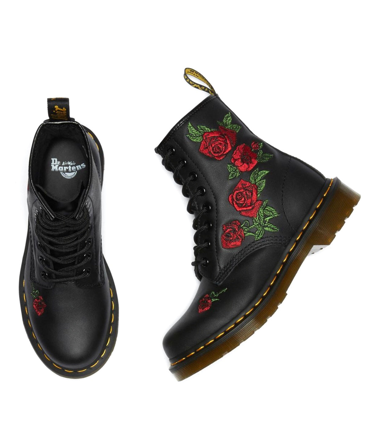 Dr. Martens 1460 Vonda Black Softy T Floral Ankle 8 Eyelet Boot