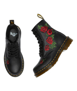 Dr. Martens 1460 Vonda Black Softy T Floral Ankle 8 Eyelet Boot