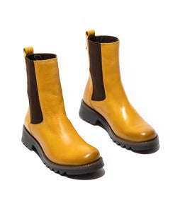 Fly London Rein795Fly Mustard Yellow Pull On Ankle Boot Made In Portugal