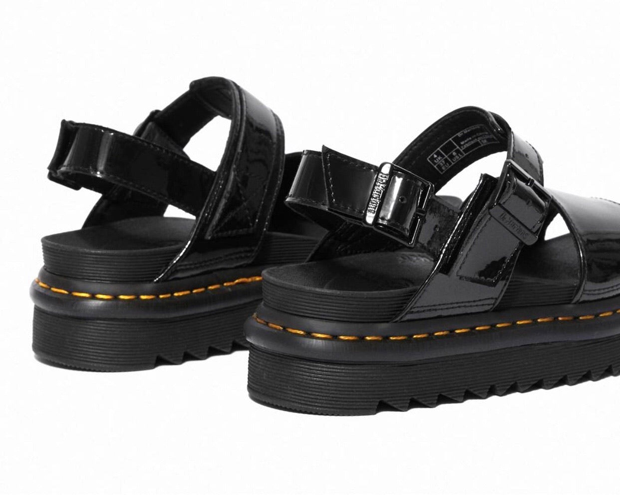 Dr. Martens Voss Black Patent Lamper 2 Buckle Sandal