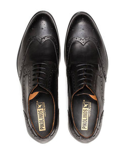 Pikolinos M7J-4186 Black Mens Brogue 4 Eyelet Lace Up Made In Spain