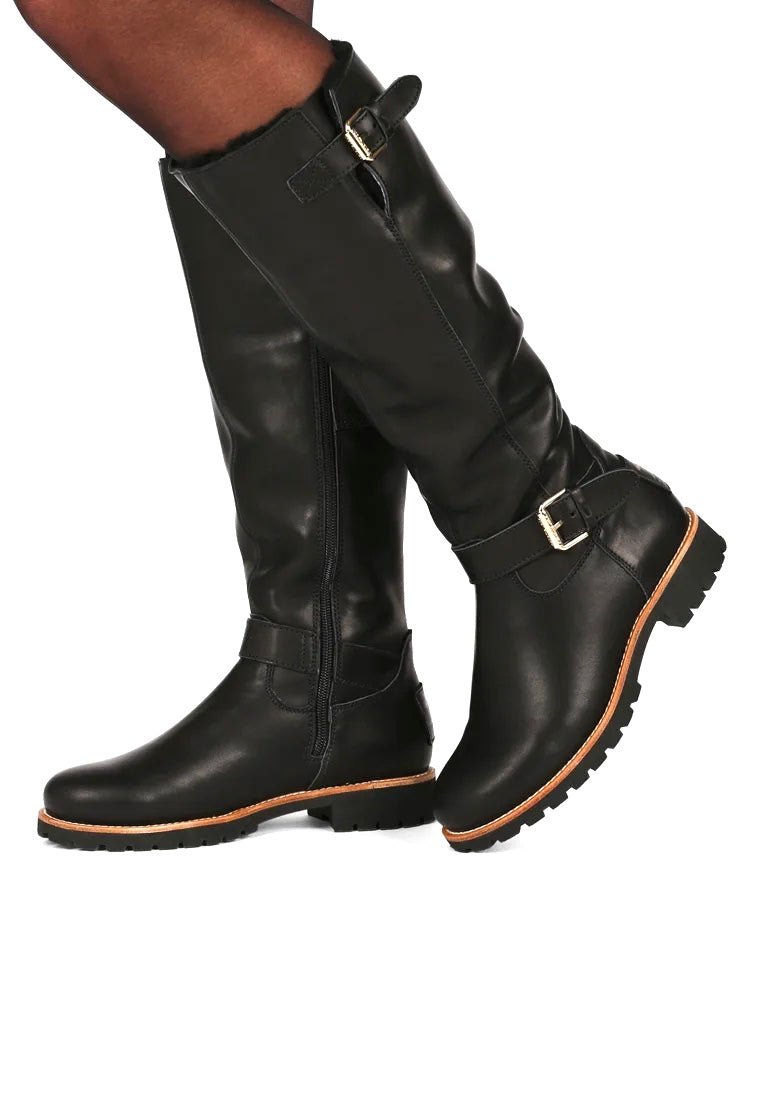 Panama Jack Amberes Black Igloo Trav B1 Sheepskin Lined Waterproof Knee High Boot Made In Spain