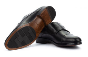 Martinelli 1492-2632PYM Black Empire Leather Monk Shoes Made In Spain