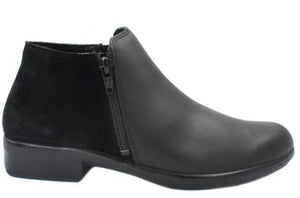 Naot Helm Black Suede Combo Double Zip Ankle Boot Made In Israel