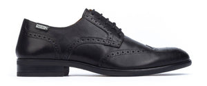 Pikolinos M7J-4186 Black Mens Brogue 4 Eyelet Lace Up Made In Spain