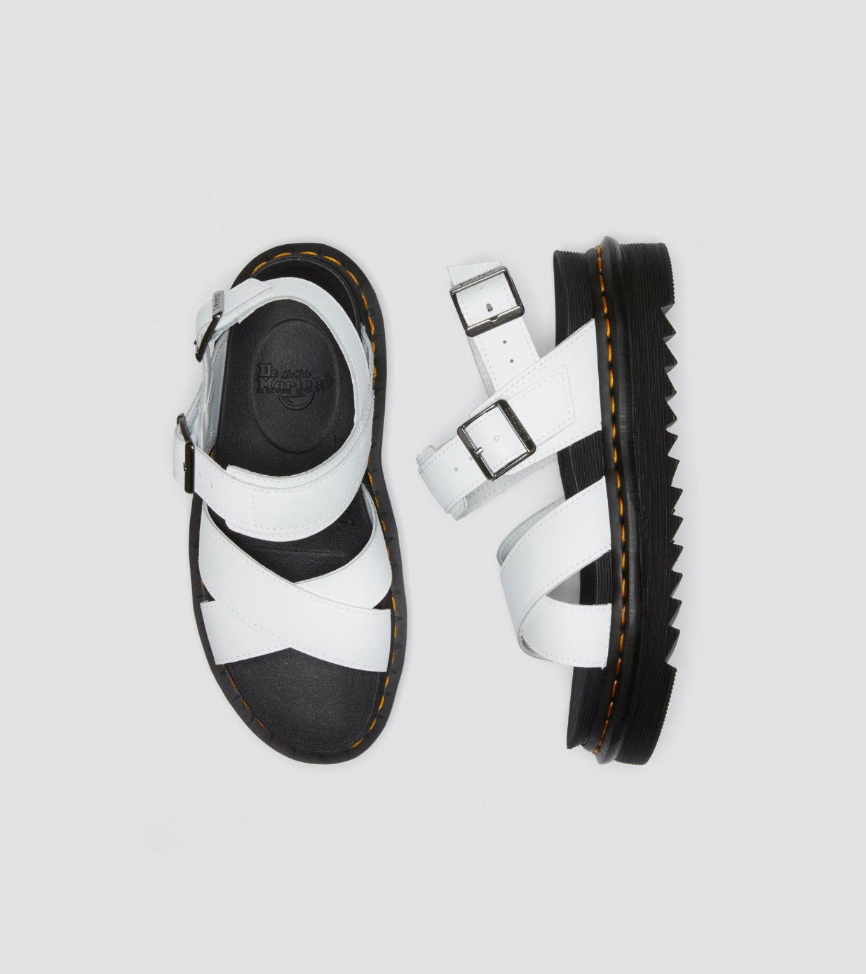 Dr. Martens Voss II White Hydro Leather Cross Strap Sandal