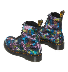 Dr. Martens 1460 Pascal Black Rainbow Burst Suede Floral Ankle 8 Eyelet Boot