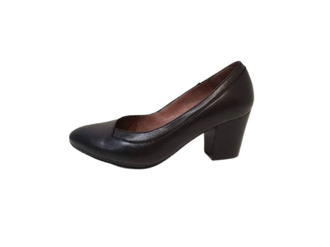 Wonders I-4724 Negro Black Leather Court Shoe Made In Spain