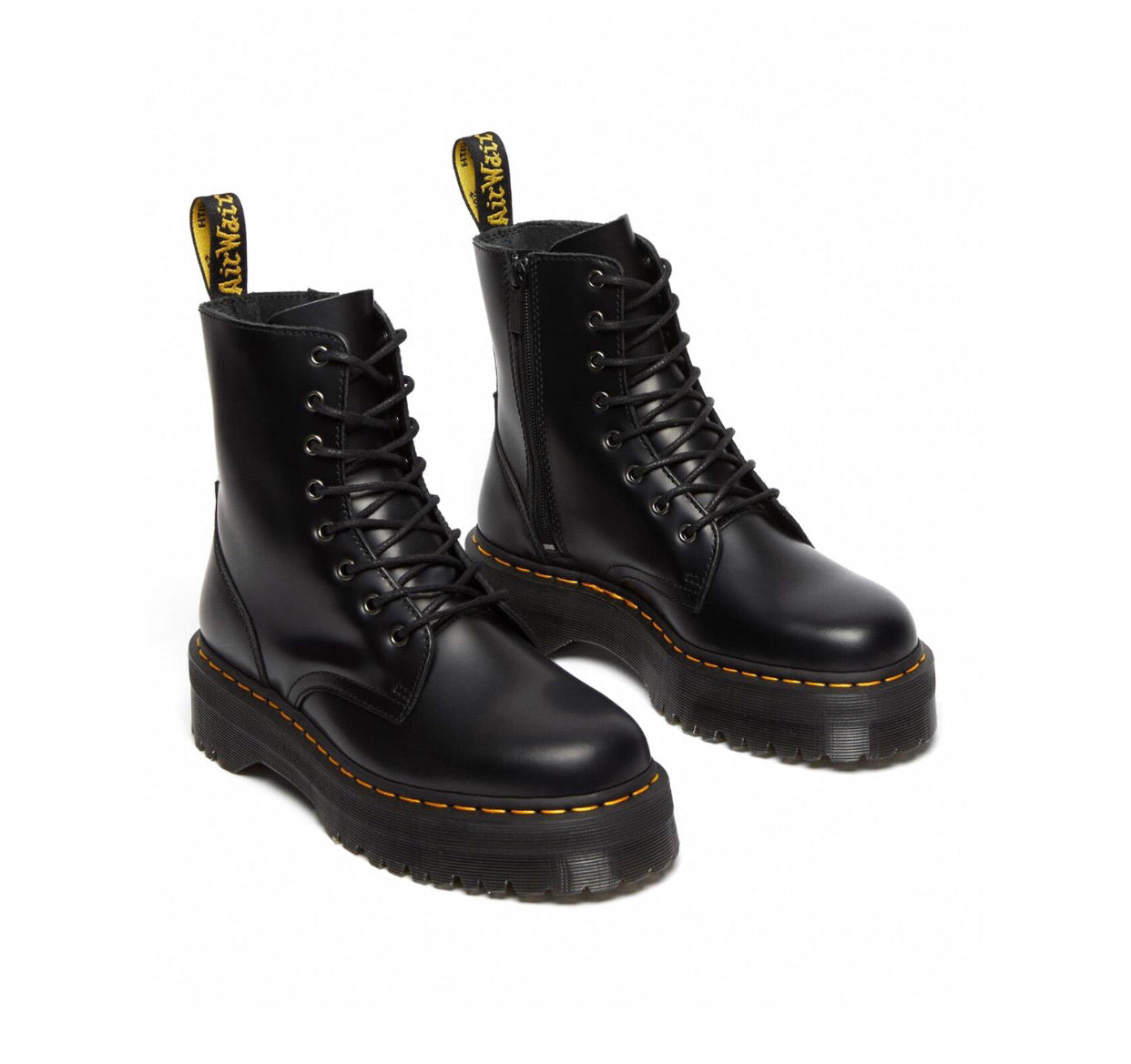 Dr. Martens Jadon Black Smooth Zip Platform Ankle 8 Eyelet Boot