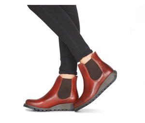 Fly London Salv Red Chelsea Ankle Boot Made In Portugal