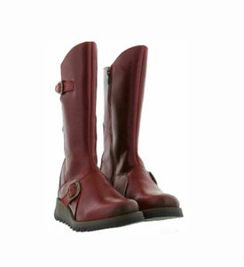 Fly London Mes 2 Red Mid Calf Zip Boots Made In Portugal