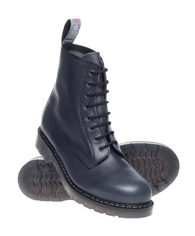 Solovair Blue Waxy 8 Eyelet Boot Limited Edition Made In England