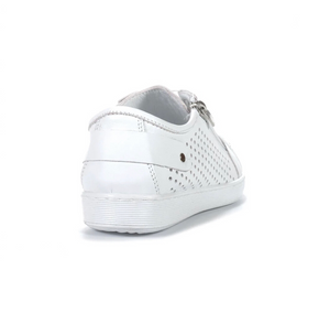 Cabello Comfort EG17 White Perforated 6 Eyelet Zip Shoe Made In Turkey