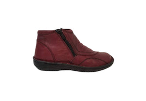 Cabello Comfort 5250-27 Burgundy Crinkle Double Zip Ankle Boot Made In Turkey