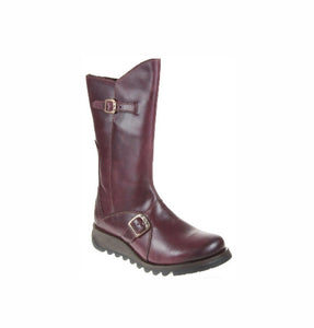 Fly London Mes 2 Purple Mid Calf Zip Boots Made In Portugal