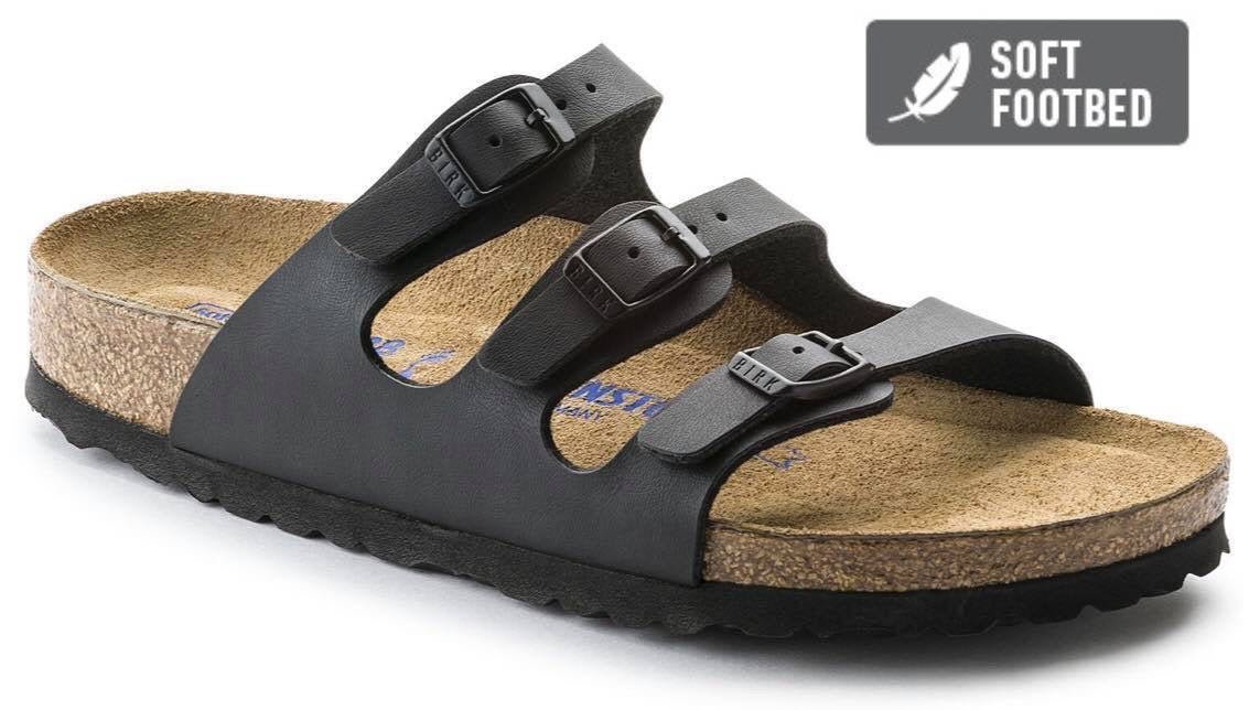 Birkenstock Florida Black Birko-Flor Soft Footbed Made In Germany