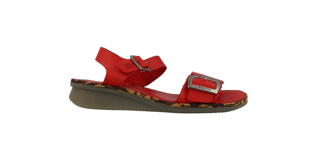 Fly London Comb230Fly Scarlet Women's Wedges Open Toe Sandals Made In Portugal