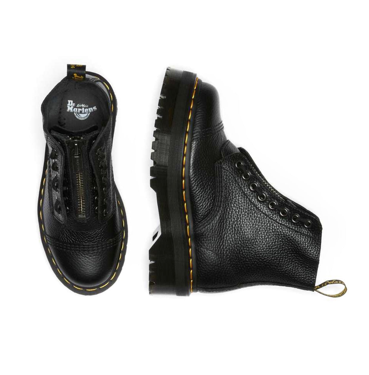 Dr. Martens Sinclair Black Milled Nappa Zip Ankle 8 Eyelet Boot