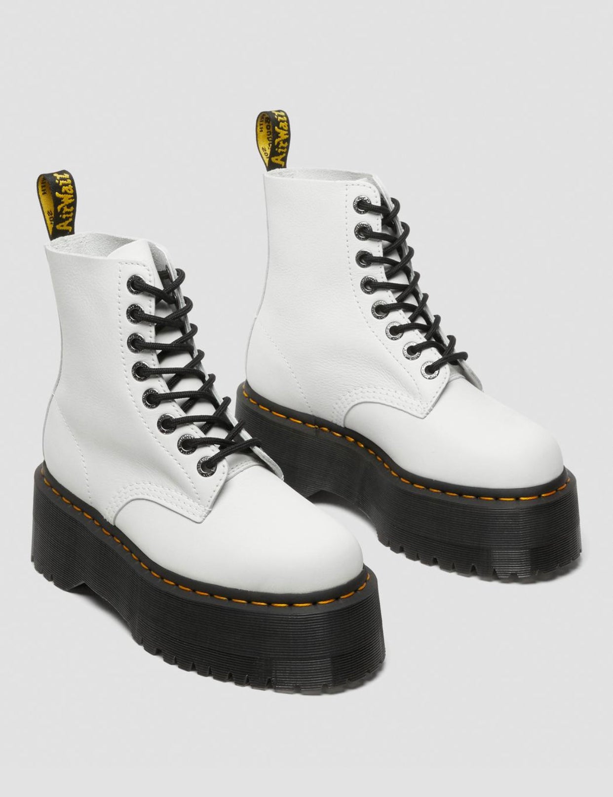 Dr. Martens 1460 Pascal Optical White Pisa Max Platform Ankle 8 Eyelet Boot