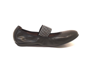 Wonders A-6120 Black Negro Velvet Leather Flats Made In Spain