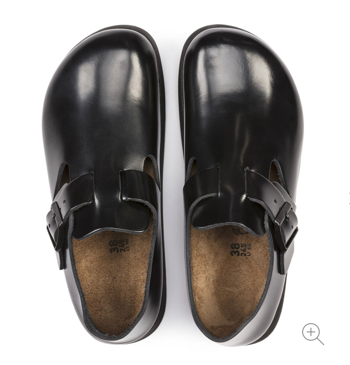 Birkenstock London Shiny Black Patent Leather Classic Footbed