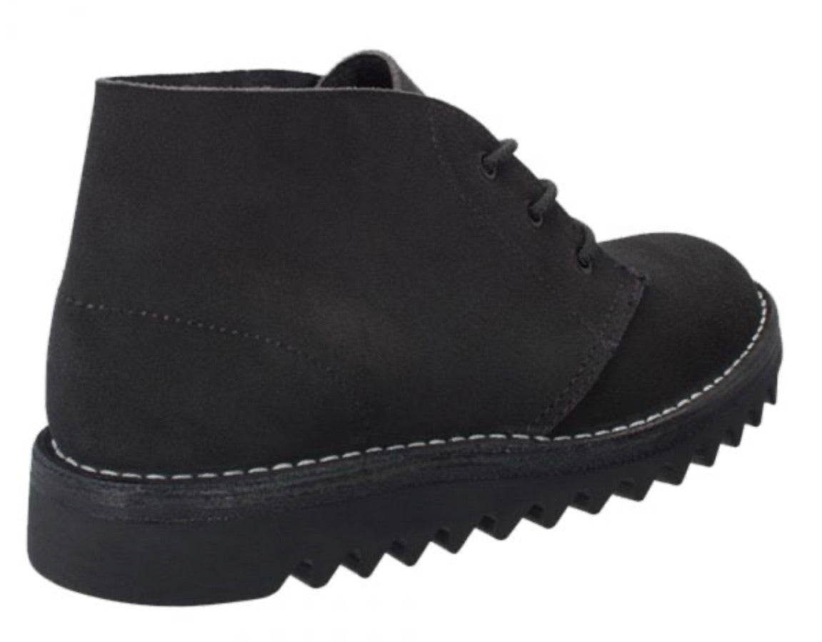 Rossi Boots 4046 Desert Boot Ripple Black Suede Soft Toe 3 Eyelet Lace Up Made In Australia