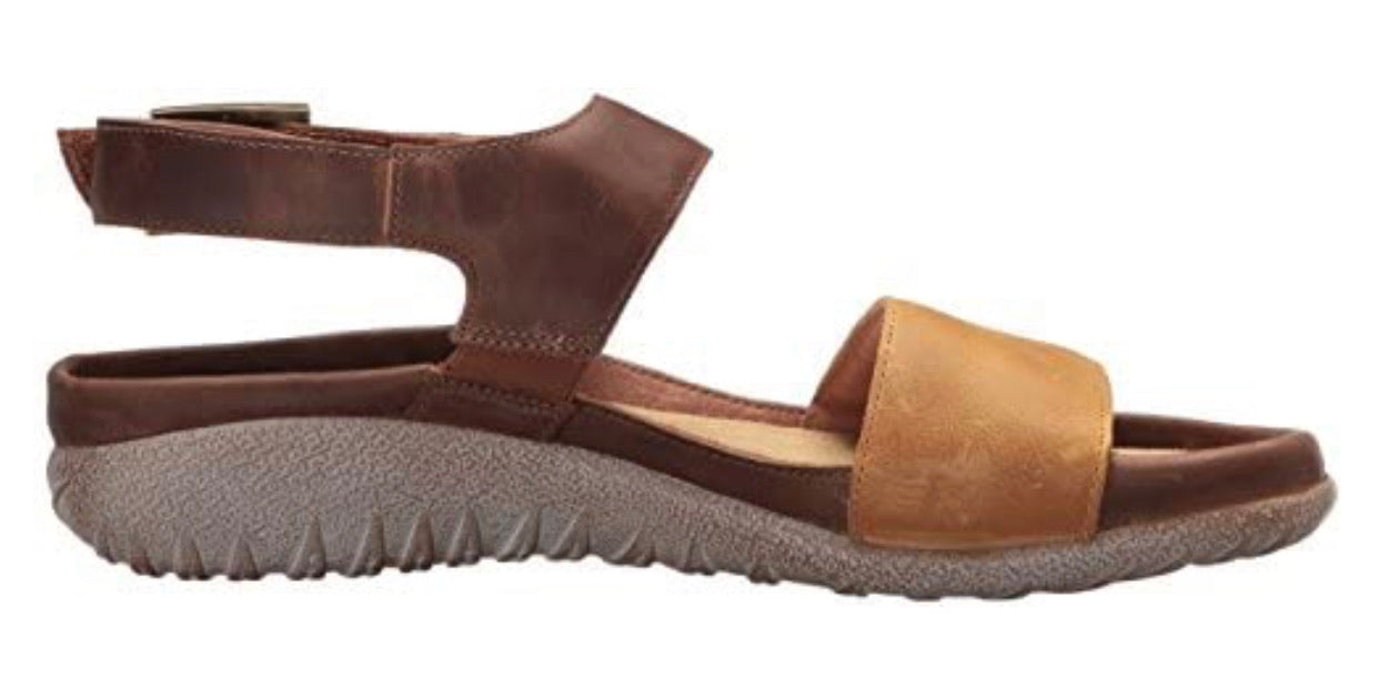 Naot Haki Oil Dune Saddle Brown Leather Ladies Sandals Made In Israel