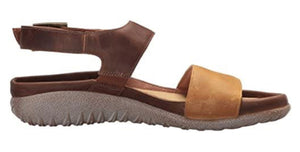 Naot Haki Oil Dune Saddle Brown Leather Ladies Sandals Made In Israel