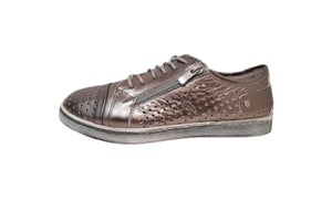Cabello Comfort EG17 Pewter Perforated 6 Eyelet Zip Shoe Made In Turkey