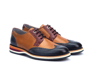Pikolinos ARONA M5R-4373C1 Blue Brandy 4 Eyelet Brogue Made In Spain