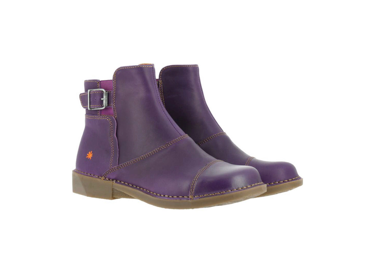 Art 0917 Purple Bergen Leather Zip Ankle Boots Made In Spain