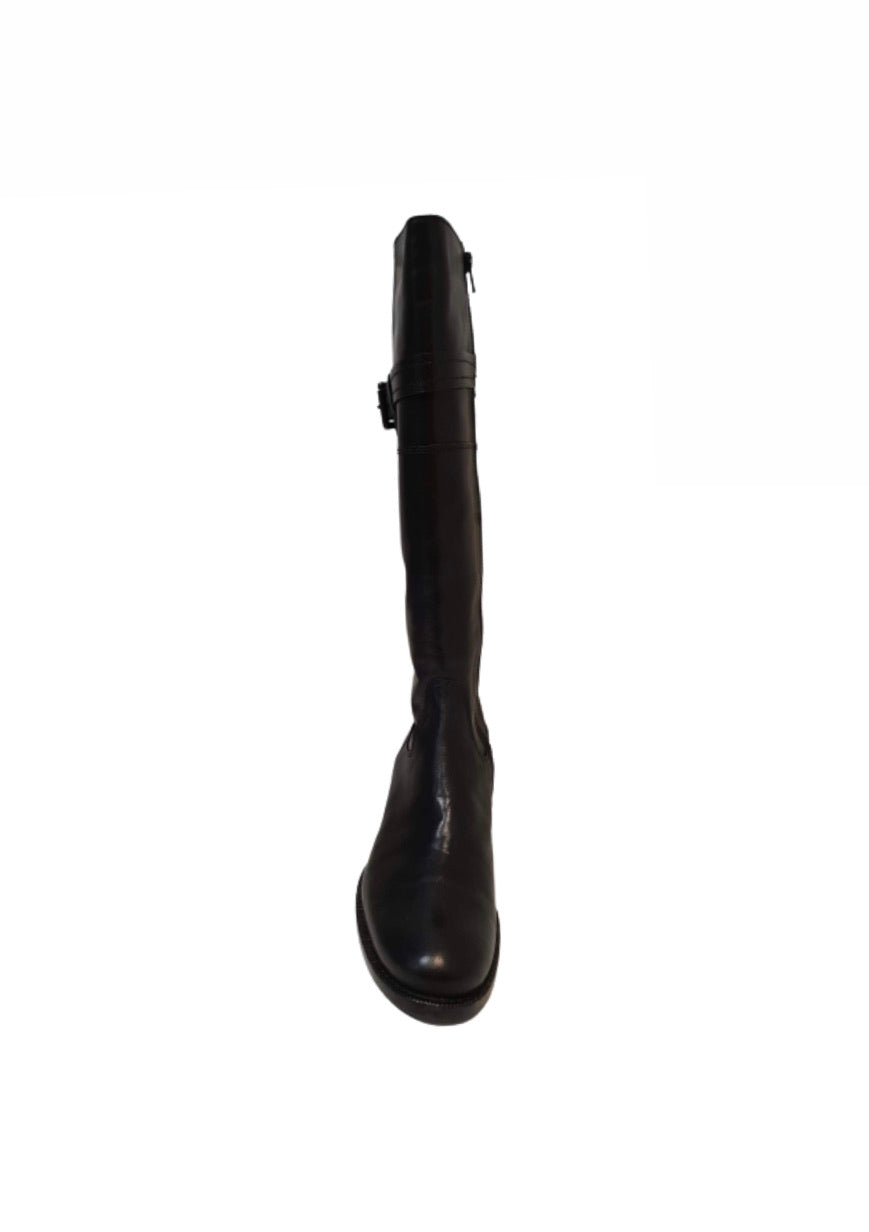 Progetto A011 Black Nero Knee High Zip Boots Made In Italy
