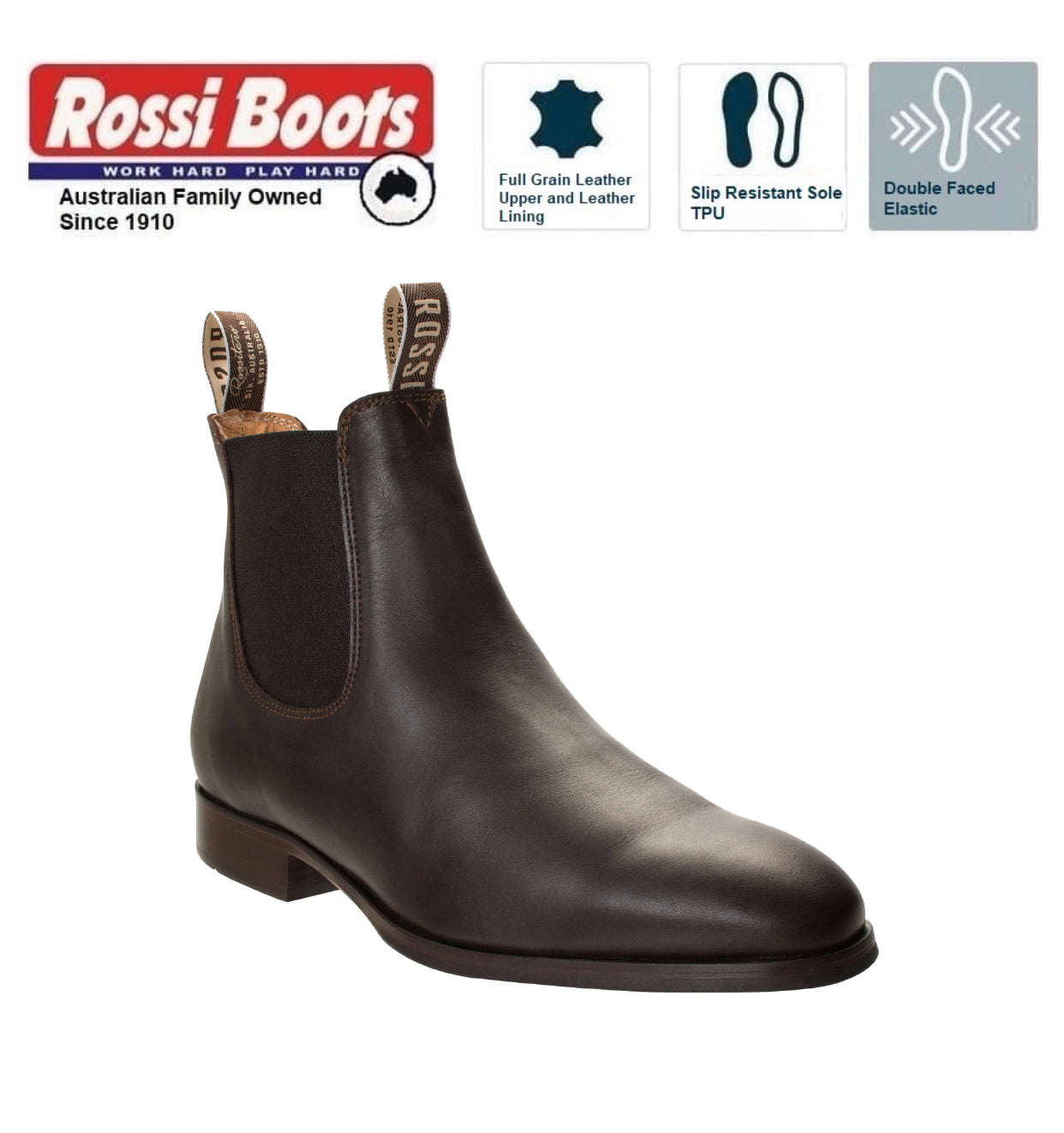Rossi Boots 5020 Tennant Brown Chelsea Boot Made In Portugal