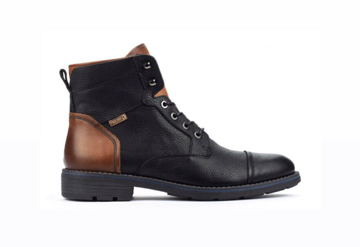 Pikolinos M2M-8170 Black 6 Eyelet Zip Ankle Boot Made In Spain