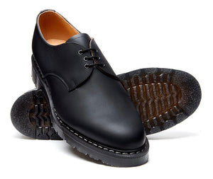 Solovair Black Greasy Leather 3 Eyelet Gibson Shoe Made In England