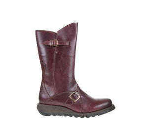 Fly London Mes 2 Purple Mid Calf Zip Boots Made In Portugal