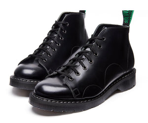 Solovair Monkey Black Hi-Shine 7 Eyelet Boot Made In England