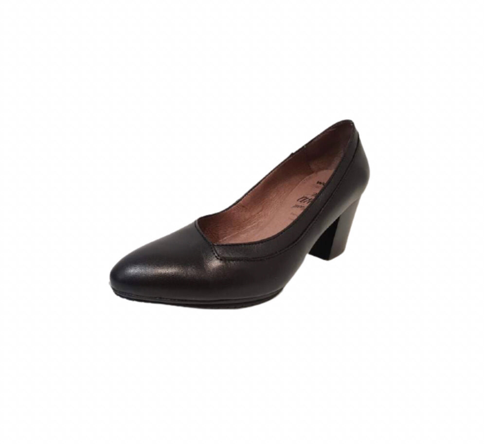 Wonders I-4724 Negro Black Leather Court Shoe Made In Spain