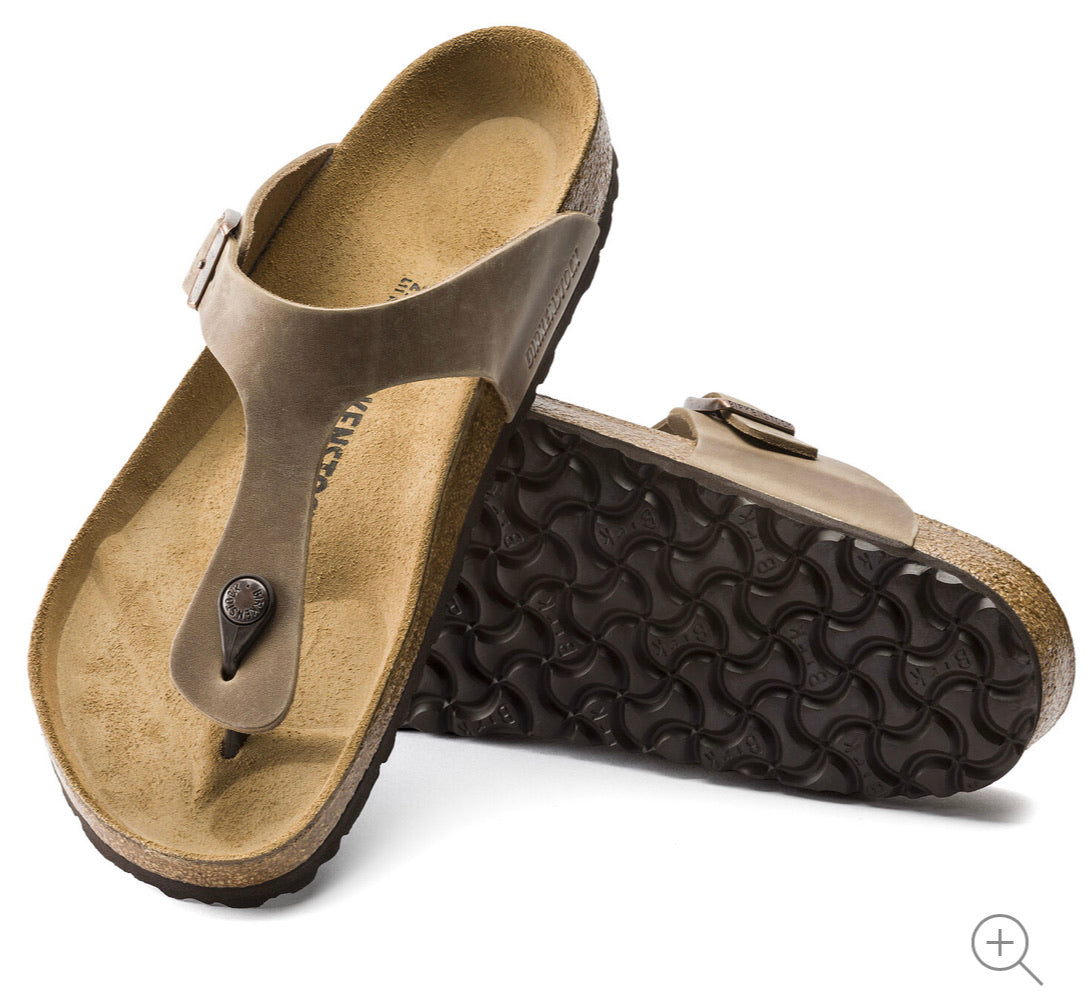 Birkenstock Gizeh Tabacco Brown Oiled Leather Made In Germany