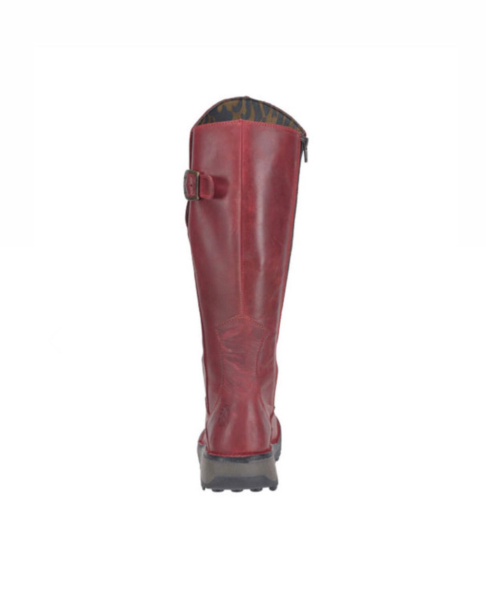 Fly London Mol Red Leather Zip Up Knee High Made In Portugal